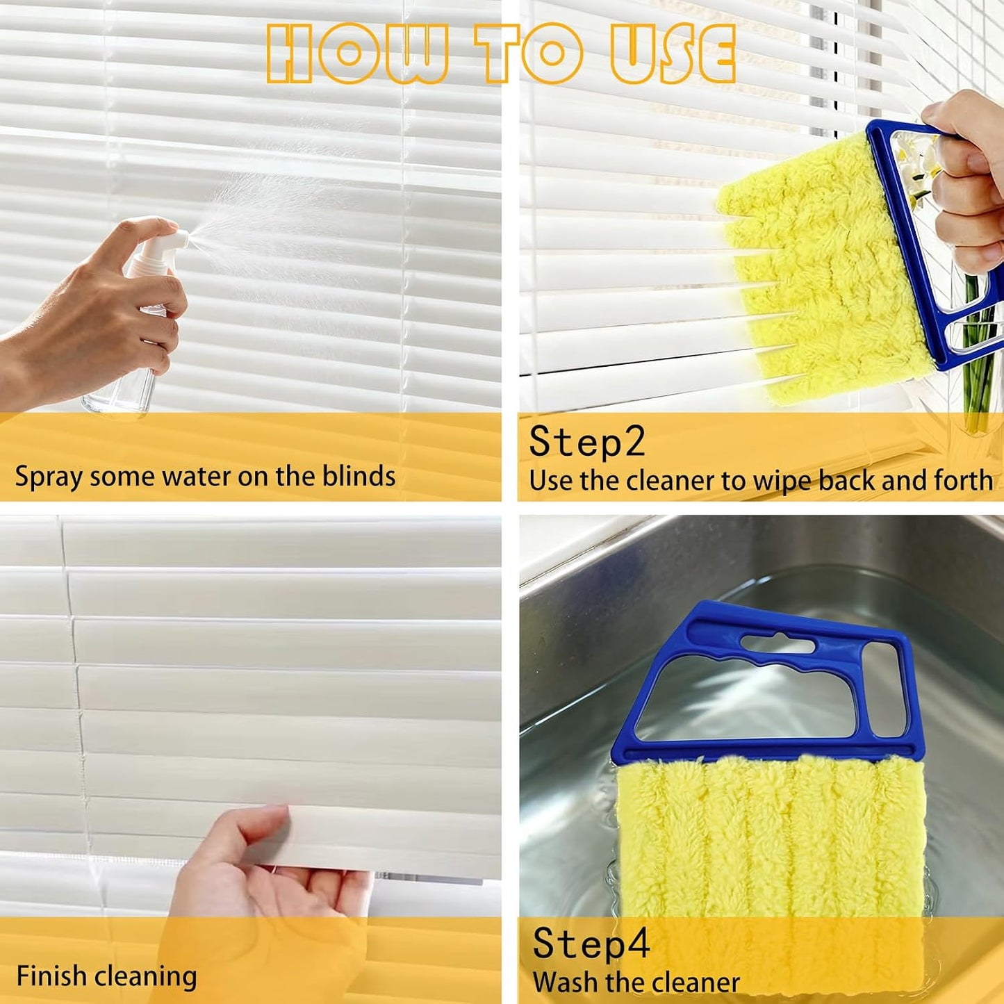 2 Pcs Blinds Cleaner Duster Tool 7 Finger Microfiber Washable Mini Window Dusters for Cleaning Dust Remova for Window Air Conditioner Vent Fans Venetian Shades Wood Blinds Dust Dirt