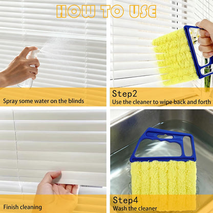 2 Pcs Blinds Cleaner Duster Tool 7 Finger Microfiber Washable Mini Window Dusters for Cleaning Dust Remova for Window Air Conditioner Vent Fans Venetian Shades Wood Blinds Dust Dirt