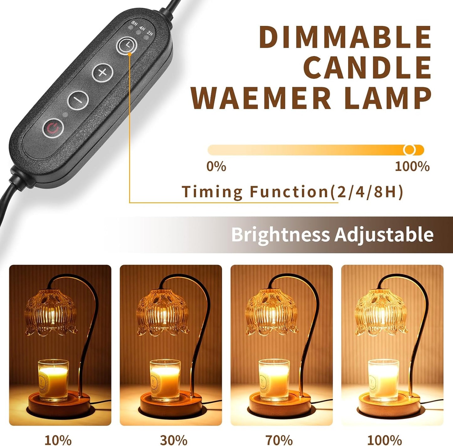 SupBri Candle Warmer Lamp with Timer & 4Bulbs, Pink Flower Glass Shdae