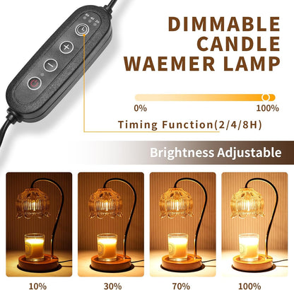 SupBri Candle Warmer Lamp with Timer & 4Bulbs, Pink Flower Glass Shdae