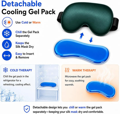 Cooling Sleep Mask with Mulberry Silk Surface & Removable Gel Pack
