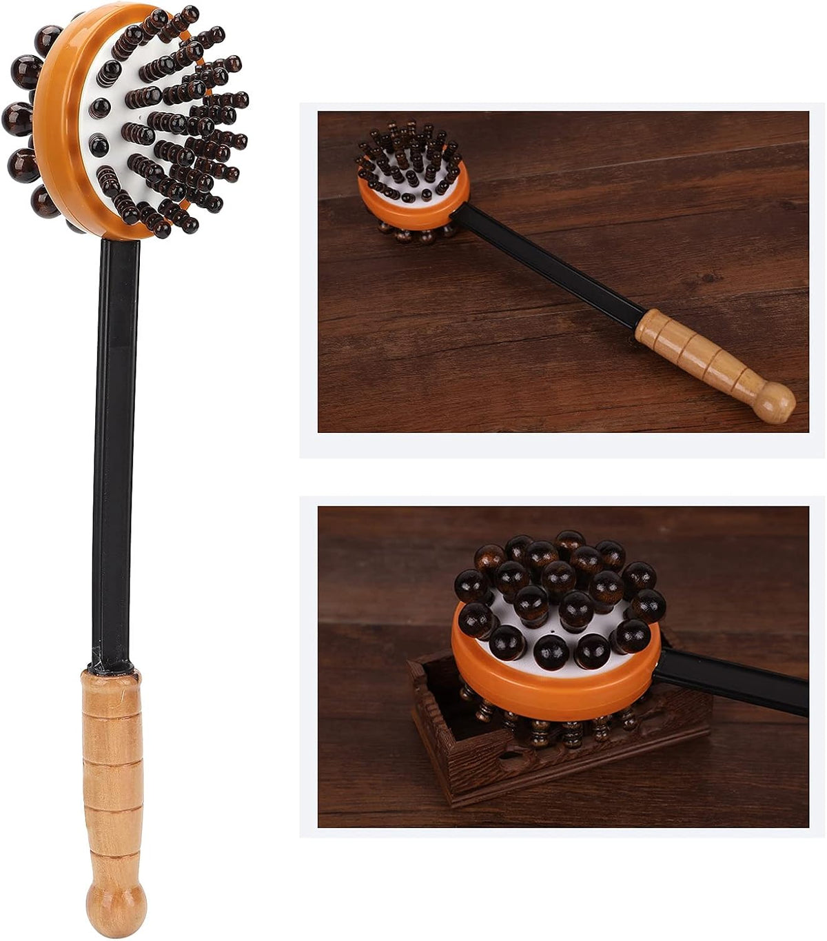 Dioche Handheld Massage Hammer for Back & Body Relaxation, Dual-Sided Manual Massager with Wooden Handle for Neck, Shoulder, Leg & Head Muscle Relief