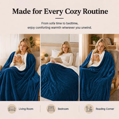 Electric Heated Blanket Full Size 72"x84" – Light Gray | ETL for Safe Overnight, 4 Heat Settings & 10H Auto Off, Dual-Sided Microplush Sherpa for Home Night, Machine washable