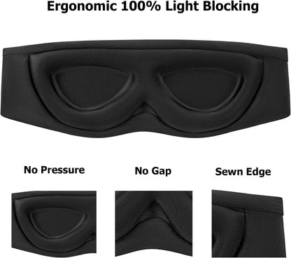 ALASKA BEAR Wraparound Style Organic Cotton Eye Mask with Padded Nose, Big Wide Headband and Large Coverage Ear Muff Sleeping Mask with Bottom Flap for Full Blackout, Dark Grey