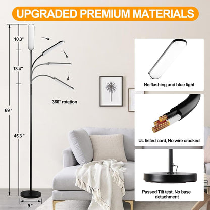 marctronic Floor Lamp, 18W 1800LM Super Bright LED Floor Lamp with Remote & Works with Smart Plug, Dimmable Timing Eye Caring Reading Lamps Floor Standing for Living Room Bedroom Office