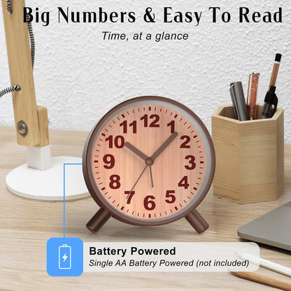 Analog Alarm Clock Night Ligh Battery Operated for Bedroom