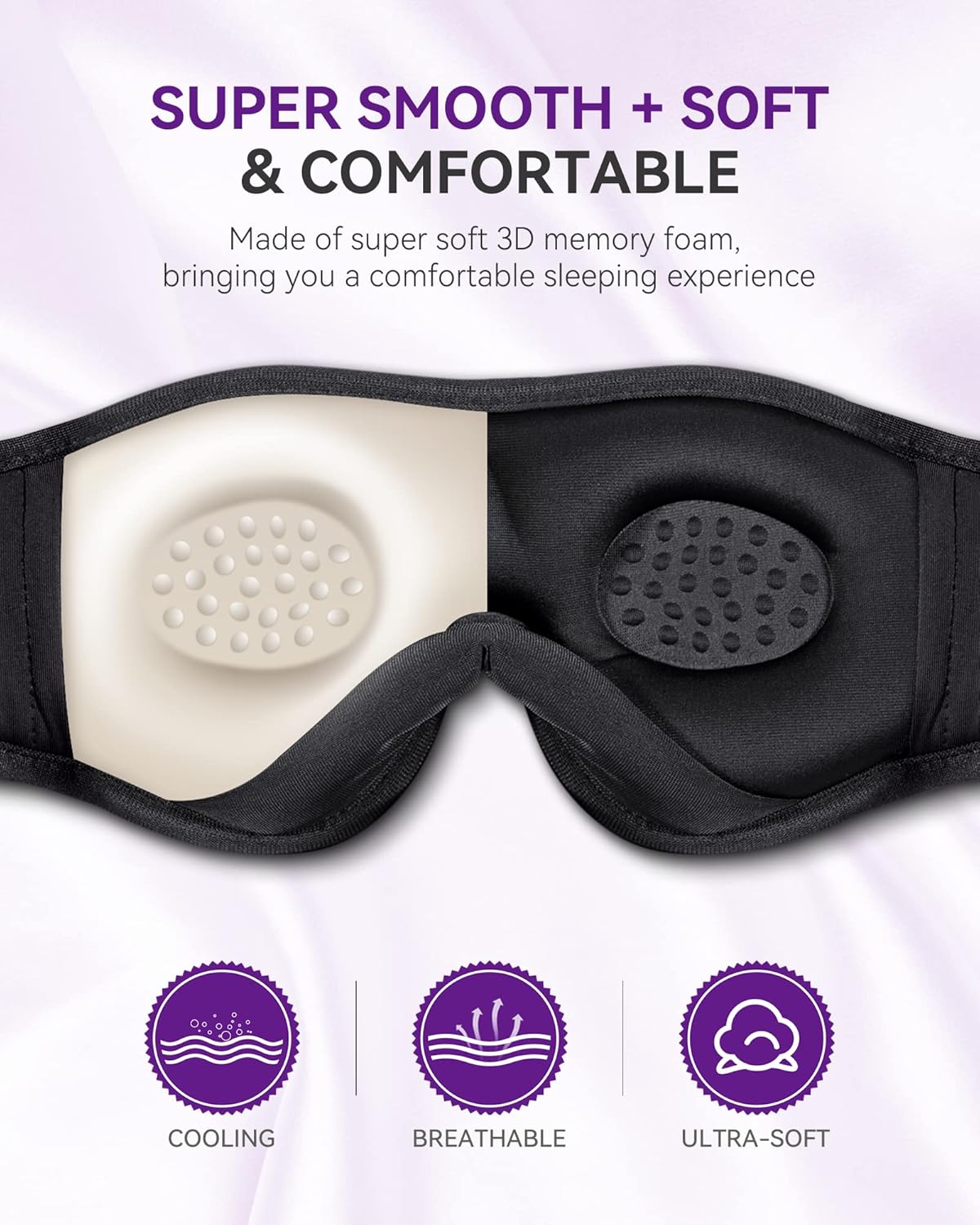 MUSICOZY Sleep Headphones 3D Bluetooth 5.4 Headband Sleep Mask, Wireless Sleeping Headphones Music Earbuds Eye Mask for Side Sleepers Travel with Speakers Cool Gadgets Gifts