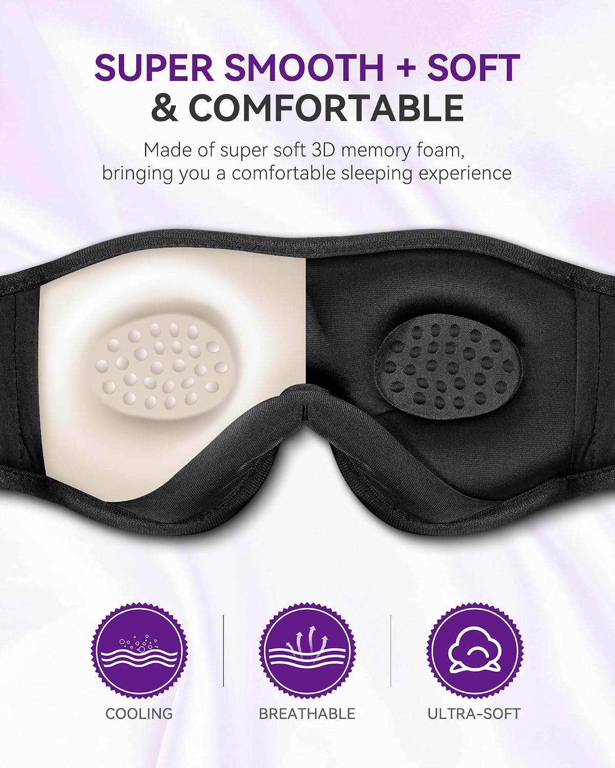 MUSICOZY 3D Sleep Headphones Bluetooth 5.4 Sleep Mask with HD Speakers