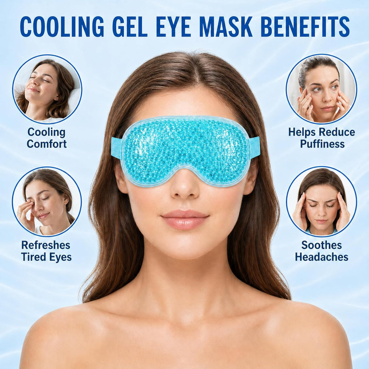 2Pack Cooling Eye Mask for Puffy Eyes, Gel Eye Mask for Cold Ice Packs After Surgery, Reusable Frozen Eye Mask for Dark Circles Migraines Relief and Allergies, Warm Compress Eye pads for Dry eyes
