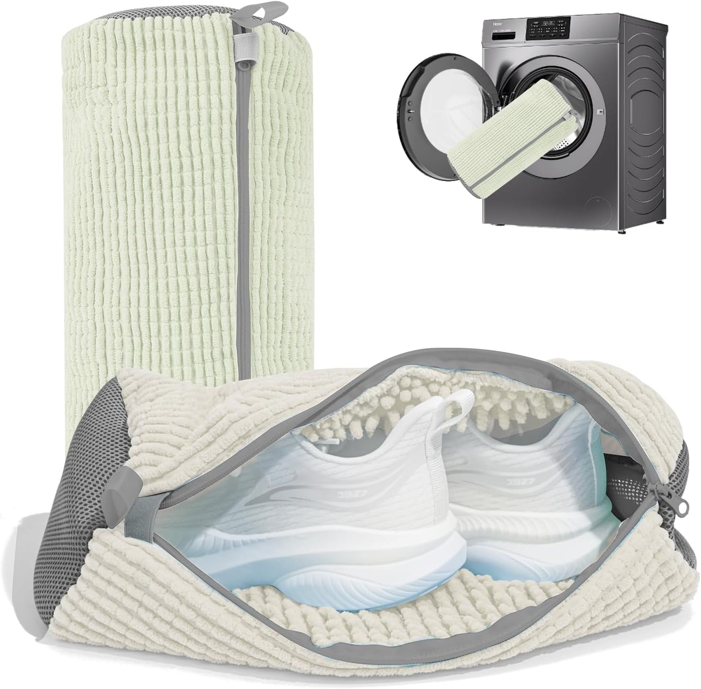 Shoe Washing Machine Bag: Laundry Shoe Bag for Washer and Dryer - 2pc Reusable Shoe Cleaning Bag for Sneaker Tennis Shoes Unstain Cleaner Kit (Yellow 2pcs)
