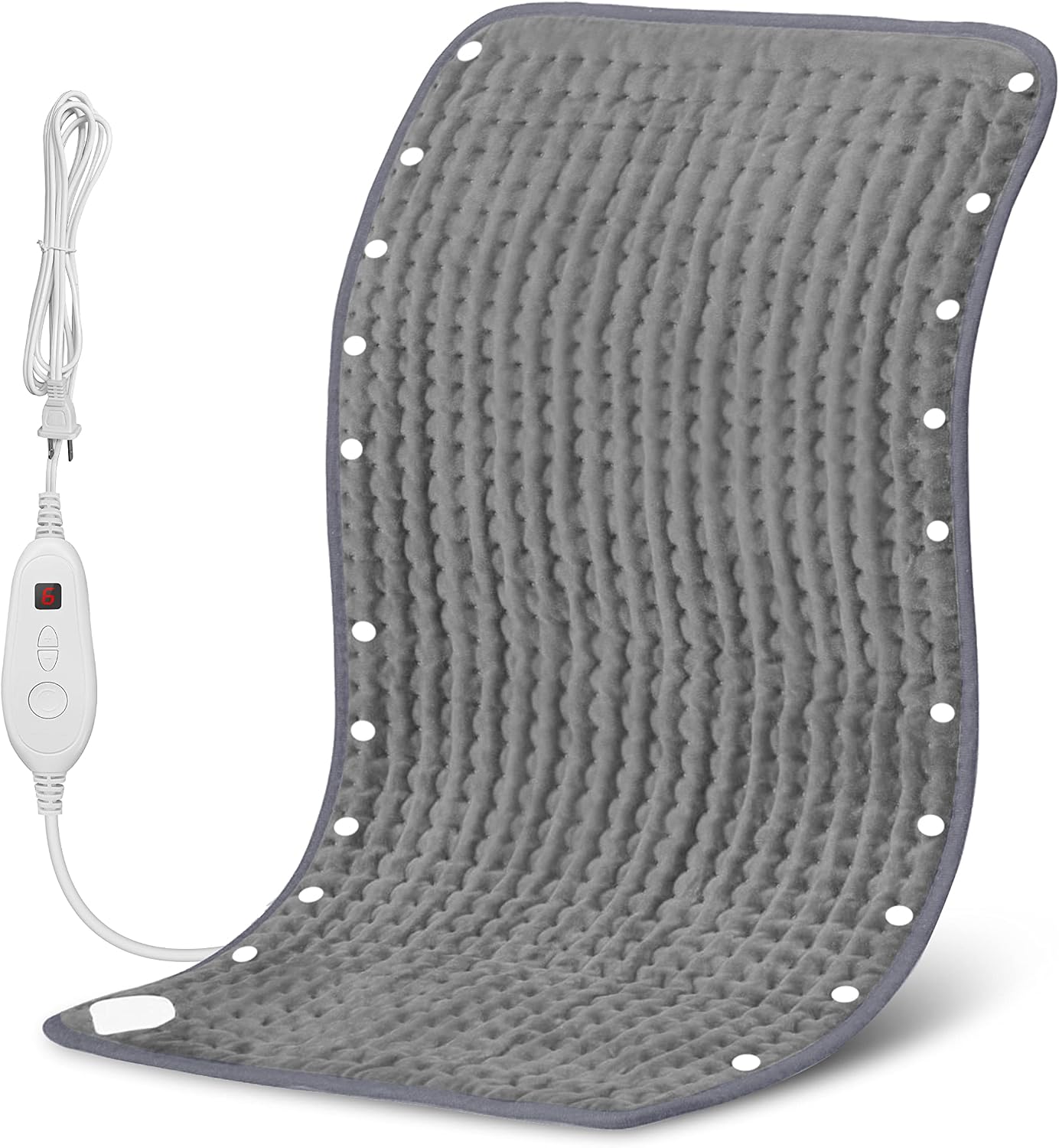 Snailax Heating Pad & Foot Warmer with 6 Temperature Settings & Auto Shut Off, 17”x33”, Washable Fast Heated Pads for Back Pain Relief,Abdomen,Feet,Back,Cramp(Grey)