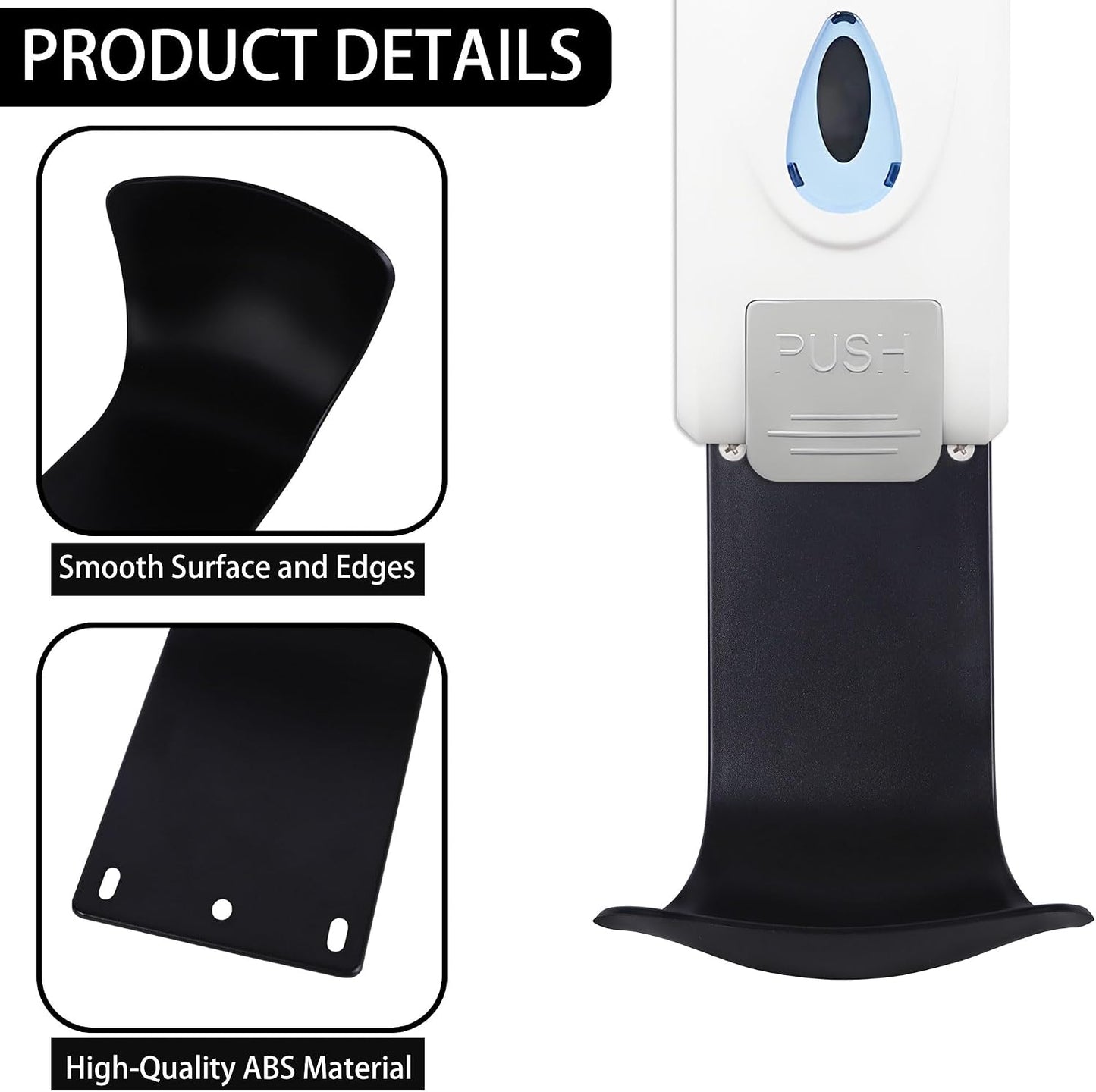 Soap Dispenser Wall Mount Drip Tray, 2Pcs Black Plastic Wall Mount Soap Dispenser Detergent Drip Tray Catcher Prevent Dripping and Spraying