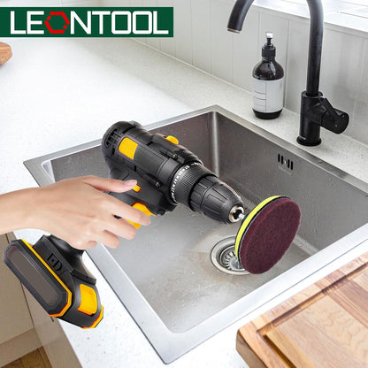 4 Inch Drill Powered Brush Tile Scrubber Scouring Pad Cleaning Kit | Disc Pad Holder with 6 Abrasive Buffing Pad, 2 Stiffness, 1/4" Hex Shank, for Kitchen Bathroom Grout Carpet Tub Grill Tile