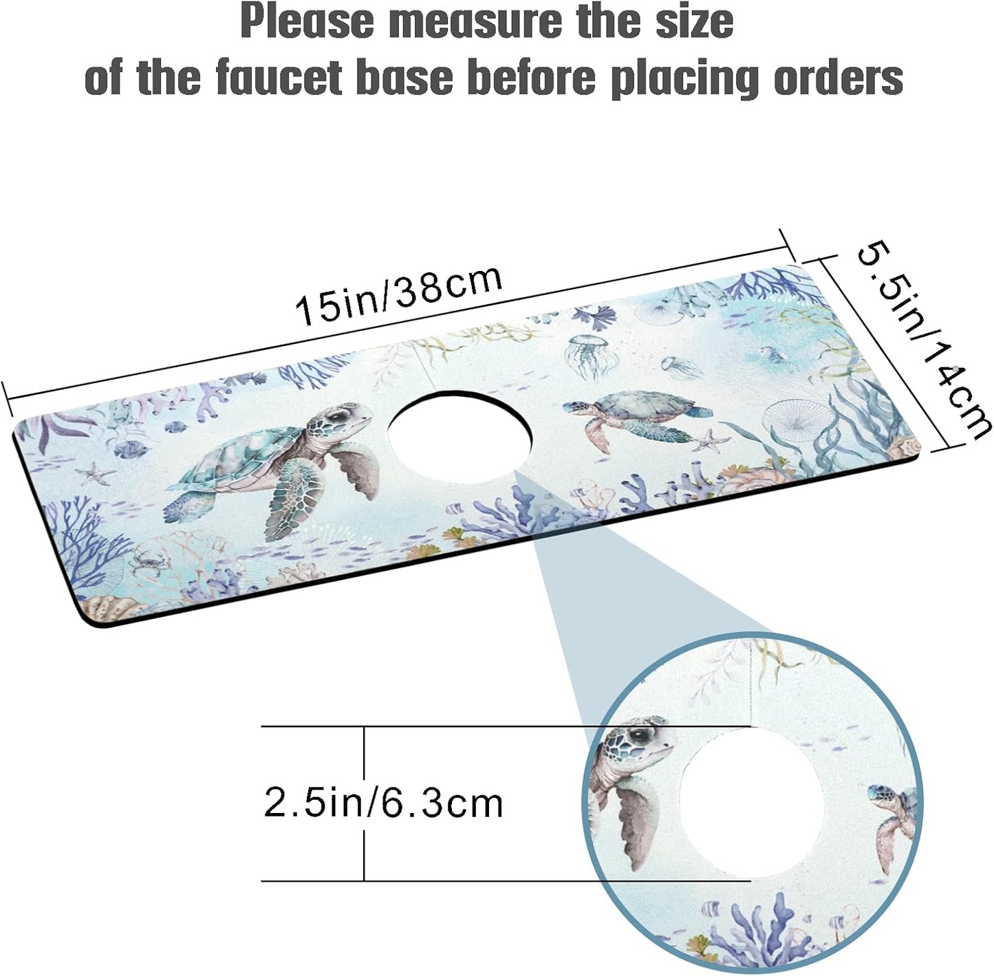Sink Faucet Absorbing Mat, 2 Pack Drying Mat Around Faucet Sink Splash Guard Behind Faucet Sinkmat For Kitchen Bathroom Island Rv 24 * 5.5 Inch (60 * 14 cm)