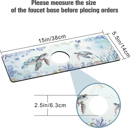 Sink Faucet Absorbing Mat, 2 Pack Drying Mat Around Faucet Sink Splash Guard Behind Faucet Sinkmat For Kitchen Bathroom Island Rv 24 * 5.5 Inch (60 * 14 cm)