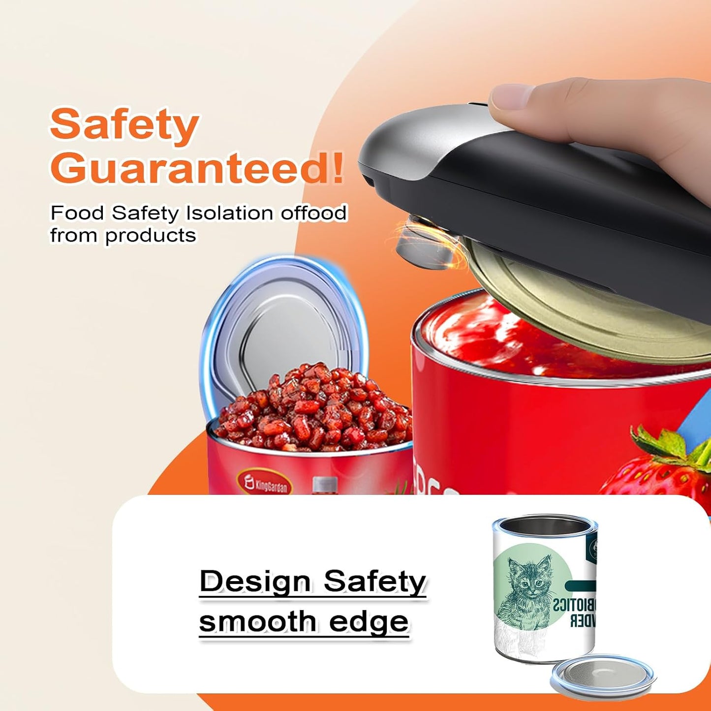 NOTUSIUY Rechargeable Auto Electric Can Opener, Hands-Free Smooth Edge, One-Touch Safe Opener for Seniors, Ideal Kitchen Gift