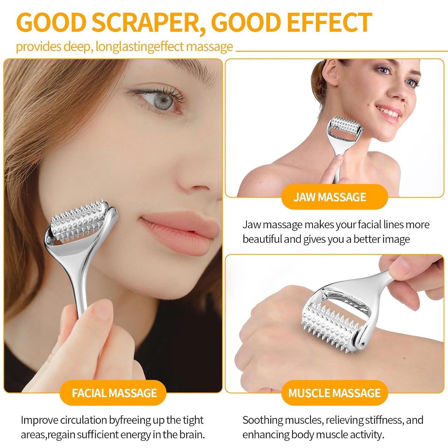 Running man Massage Roller-Deep Tissue Massage Tool for Face,Hand,Neck and Thighs, Acupuncture Roller - Muscle Pain Relief, Face Roller-Skin Care Face Massager Tightens & Tones Skin Appearance