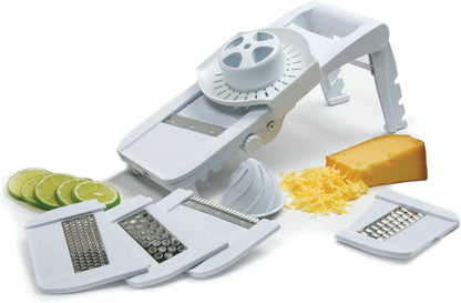 Norpro Deluxe Mandoline Slicer, Grater, Shredder, Julienne and Juicer w/ Safety Guard White