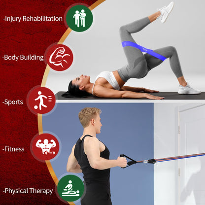 VElCK Resistance Bands Set with Handles for Exercise, Workout and Home Gym | 100% Natural Latex, 10-150LBS, Versatile for Yoga, Pilates, Strength, Home Gym