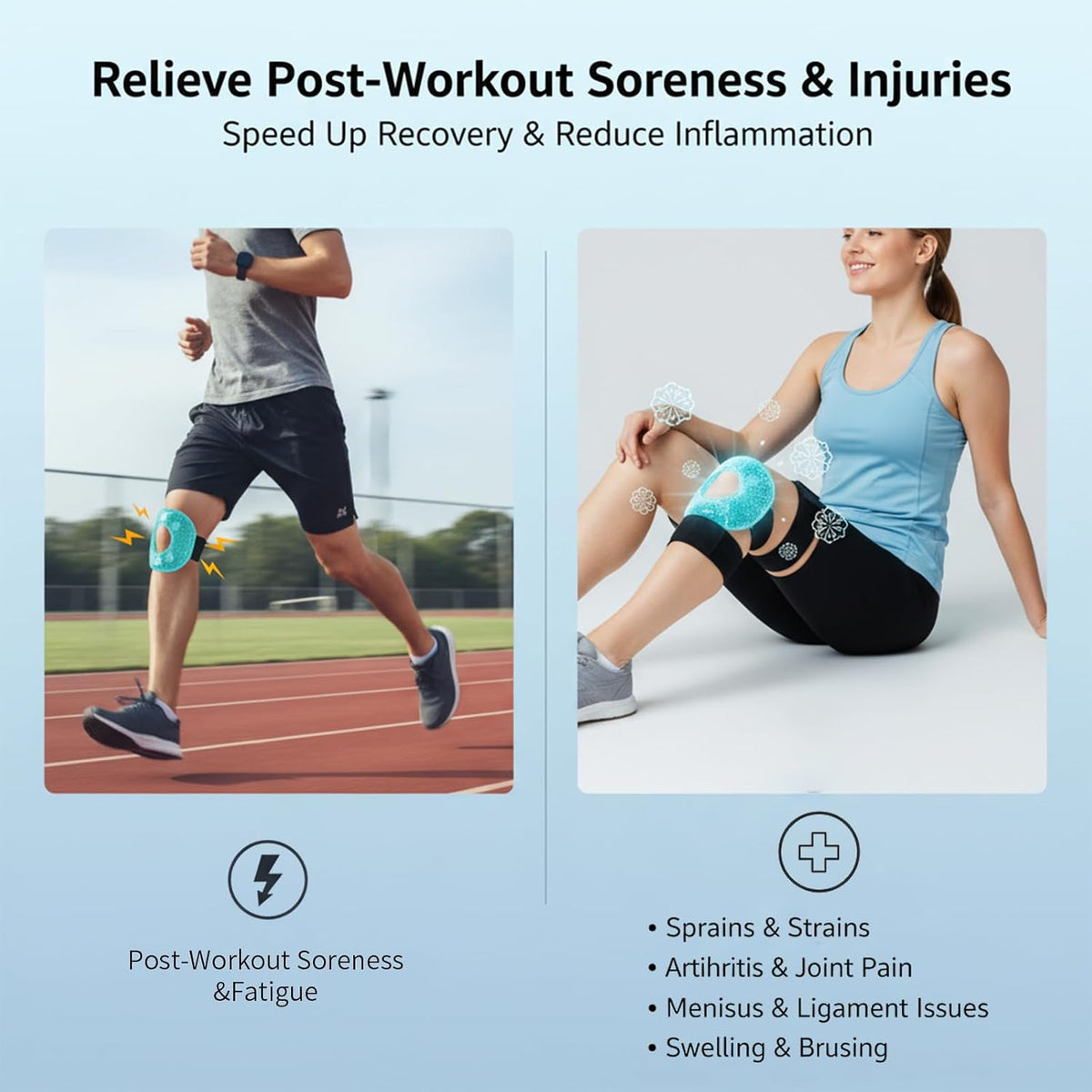 Coldcool Knee Ice Pack Reusable Gel Wrap for Pain Relief & Post-Surgery Recovery - Hot & Cold Therapy for Arthritis, Sports Injuries (2 Pack)