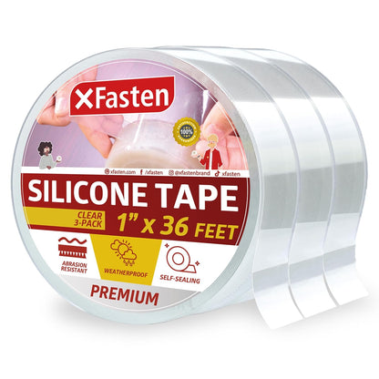 XFasten Self Fusing Silicone Tape Waterproof – 1" x 36 Feet Black, Self Amalgamating Tape, Silicone Rubber for Plumbing, Sealing Pipes, Hose Repair, Outdoor Coax and Electrical Cables – Weatherproof