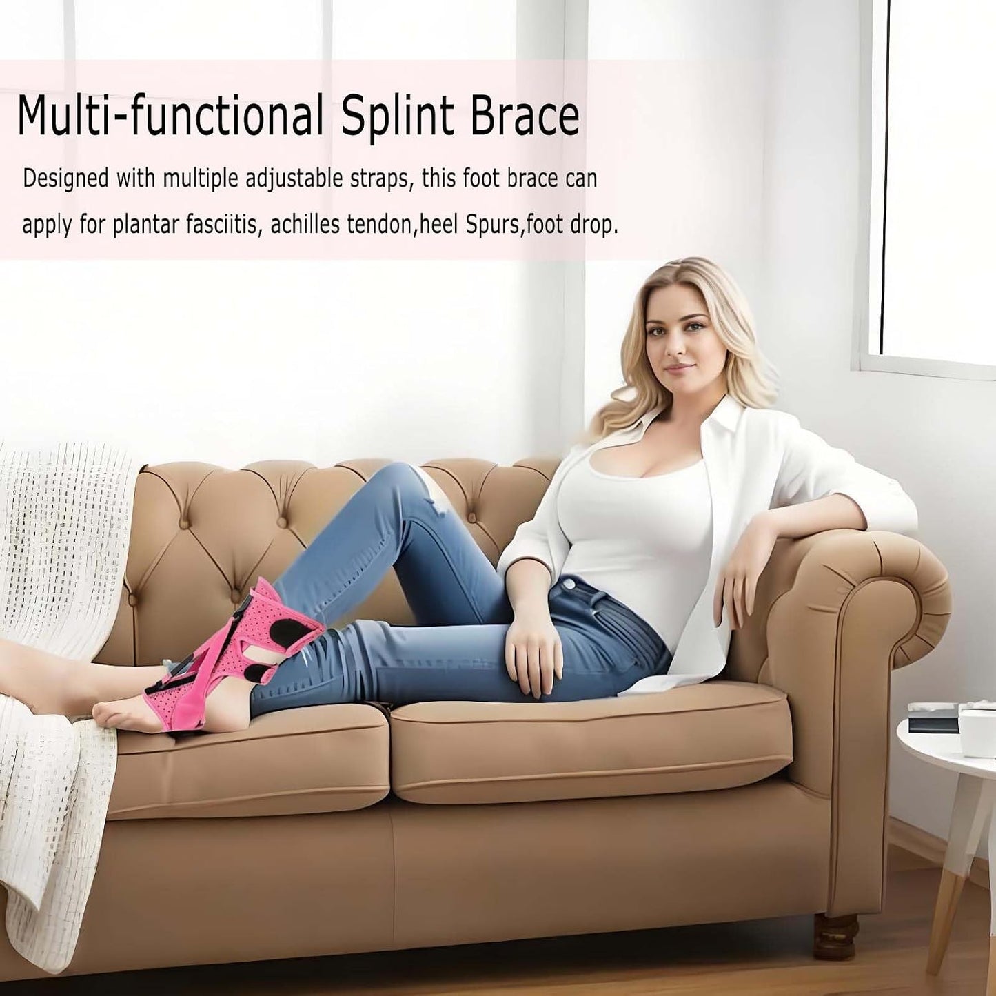 2026 Upgrade Plantar Fasciitis Night Splint for Men Women, Adjustable Achilles Tendonitis Brace Relief Foot Drop Brace for Sleeping, Heel Spur Calf Stretcher Dorsal Support Boot