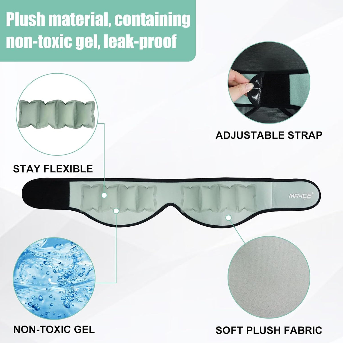 Wisdom Teeth Ice Pack Head Wrap for TMJ Pain Relief, Oral Surgery Recovery, Face & Jaw - Reusable Hot & Cold Therapy with 4 Gel Packs for Dental Implant, Tooth Extraction, Swelling（Pea Green）