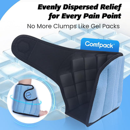 Comfpack Ankle Foot Ice Pack Wrap,2 Hours Cold for Plantar Fasciitis Relief | Large Coverage for Feet Pain Relief, Reusable Ice Boot for Injuries, Sprained Ankle, Swelling, Achilles Tendonitis, Surgery