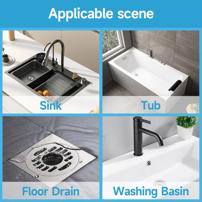 VIVIDLY 50 Pack Disposable Shower Drain Hair Catcher Stickers for Home | No scrubbing required after use, catches human & pet hair easily, fits bathroom kitchen tub & sink