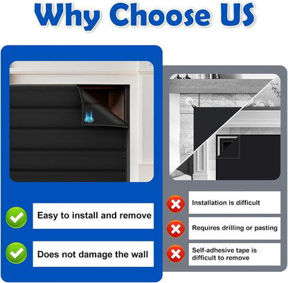 Magnetic Fireplace Draft Stopper Cover 39" x 32" - Indoor Winter Insulation Blanket to Block Cold Air & Heat Loss - Fits Metal Frames Only (NOT for Brick/Stone)