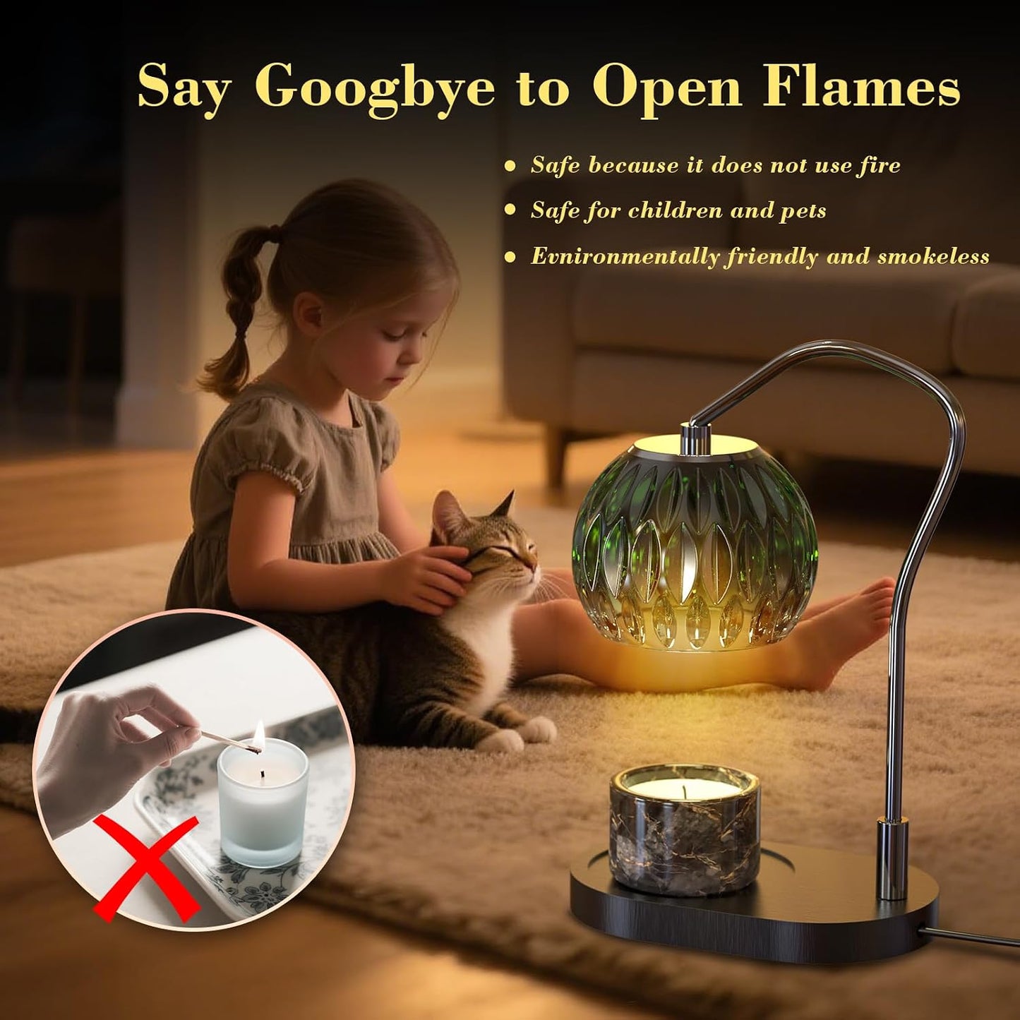 Modern Minimalist Wax Warmer for Jar Candles, Timer & Dimmer | Modern minimalist style. Timer & dimmer safe melt. 2 bulbs & heat-proof base. Perfect for living room, bedroom, or office.