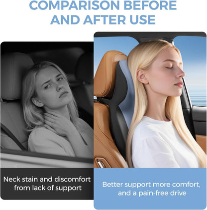 BEBAS Car Headrest Pillow, Ergonomic Neck Pillow with Memory Foam, Black