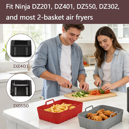 Golden Associate Silicone Liners Square for 8 to 8.5 inch Air Fryer, 2 Pcs Non-stick Food-grade Reusable Basket Baking Tray Airfryer Accessories