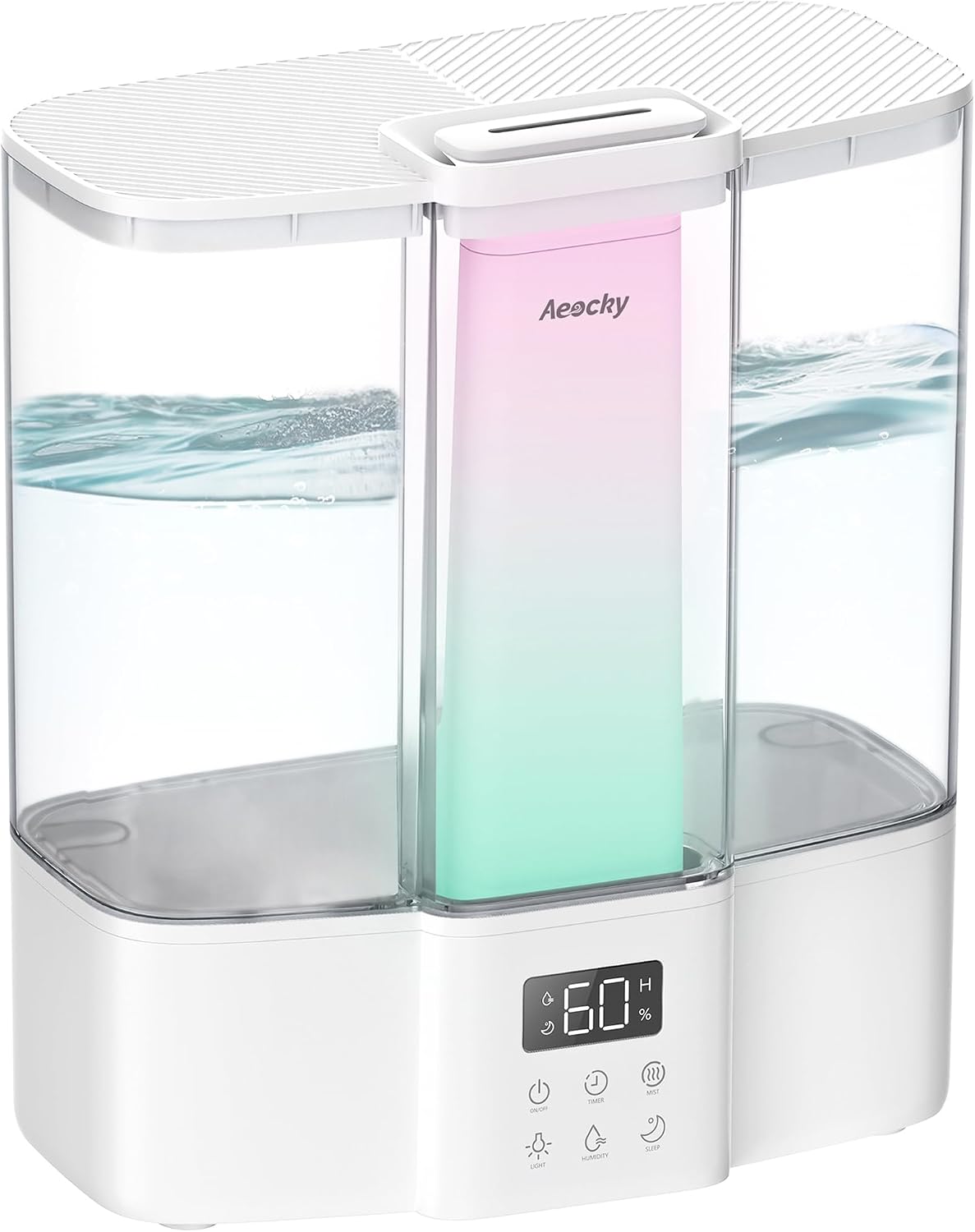 AEOCKY Geek-Level Ultrasonic Humidifier, 4L Top-Fill Cool Mist Diffuser | Air Humidifier for Baby Nursery, Bedroom, Plants, Large Room with Ambient Light, Timer, Sleep, Auto, Constant Humidity Mode