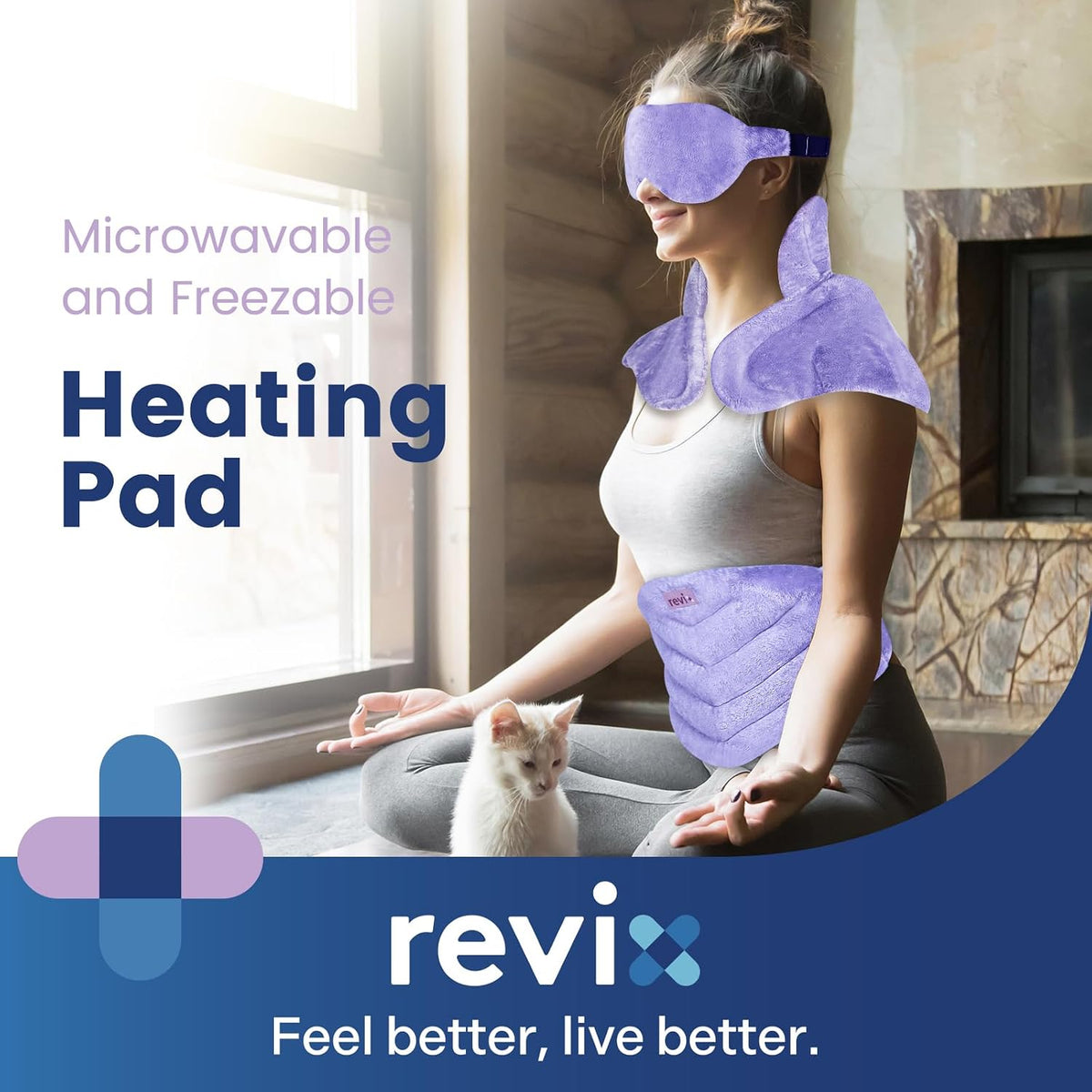 REVIX Microwave Heating Pad Set, Moist Heat Neck Shoulder Wrap & Eye Mask