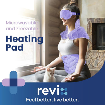 REVIX Microwave Heating Pad Set, Moist Heat Neck Shoulder Wrap & Eye Mask
