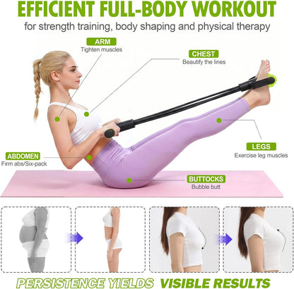 Foot Pedal Resistance Bands with Handles, 6-Tube Multifunction Exercise Bands, Durable Home Gym Fitness Equipment for Women & Men