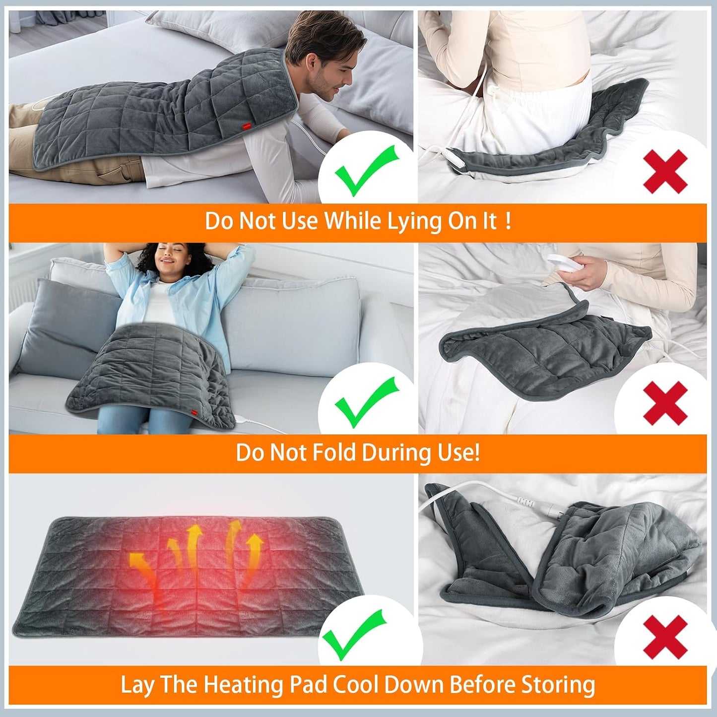 Comfytemp Weighted Large Heating Pad 17"×33" for Back & Period, FSA Eligible Far Infrared Electric Heat Pad, Fathers Day Gift for Dad Men, HSA King Size Heated Pad with Evenly Filling Ceramic Bead