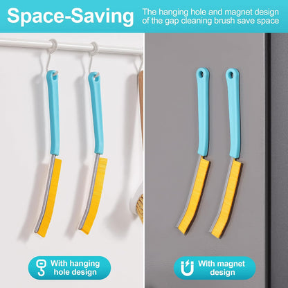 JOYMOOP 4 Pack Crevice Cleaning Brush, Hard Bristle Grout Brush, House Cleaning Supplies, Magnetic Gap Cleaning Brush for Kitchen, Bathroom, Window, Toilet, Multifunctional Cleaning Tools-4 Colors