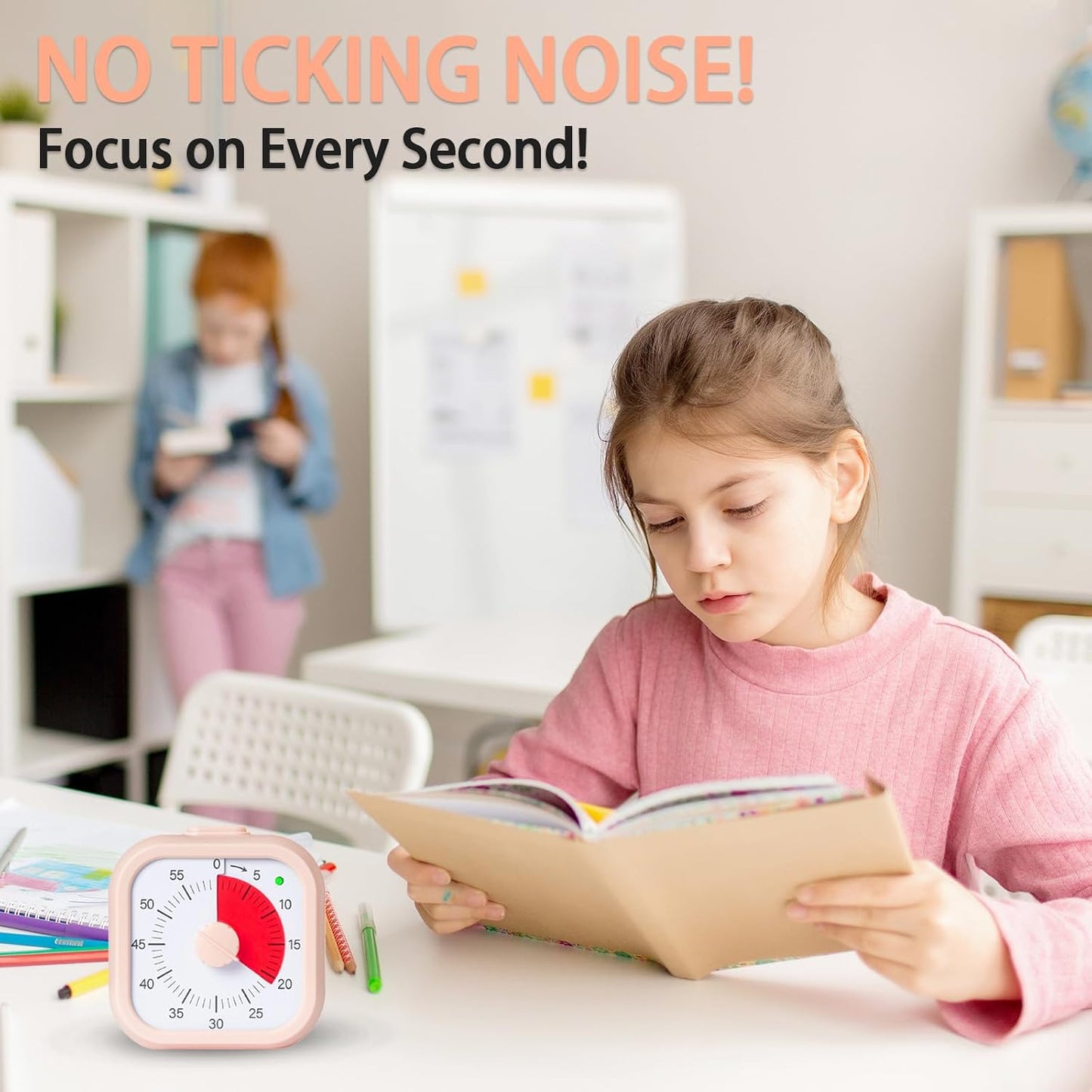 Visual Timer for Kids 60 Minute Countdown Timer Rainbow Disk Desk Timer Clock for Classroom Study Office Kitchen with Silent Operation (Purple)