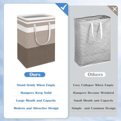 BlissTotes 3-Pack Laundry Basket, Collapsible Laundry Hamper, Grey, 75L | Laundry Clothes Hamper, Hampers for Bedroom, Freestanding Hamper with Handles, Clothes Laundry Basket