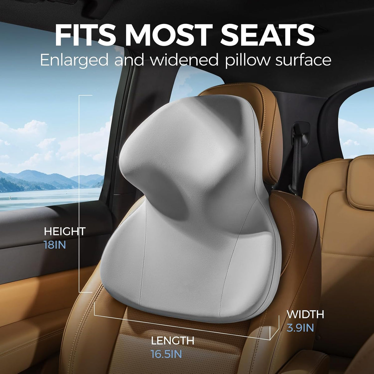 BEBAS Car Headrest Pillow, Ergonomic Neck Pillow with Memory Foam, Black