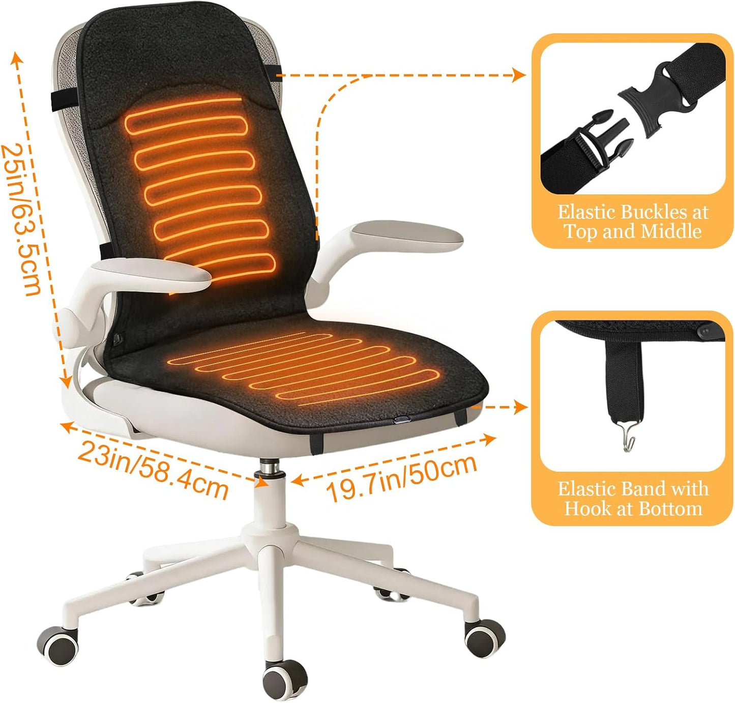 Black Heated Seat Cover Heated Seat Warmer for Pain Relief with 3 Levels | Black Heated Seat Cushion for Office Chair, Chair Seat Pad for Back, Waist, HIPS for Home Warm Winter Christmas Holiday Gift