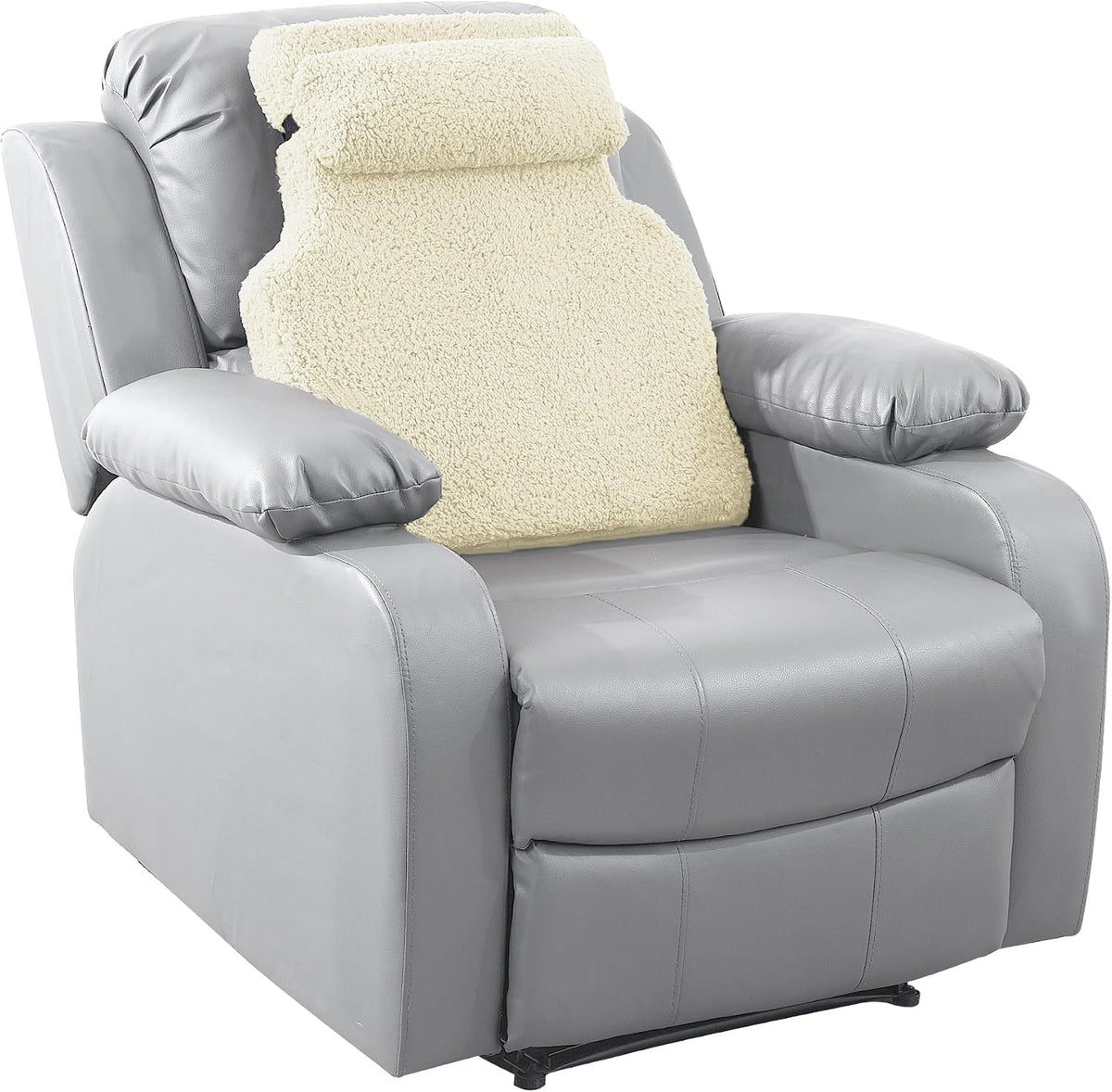 HOMBYS Sherpa Fleece Lumbar Support Pillow with Headrest for Recliner,Memory Foam Recliner Chair Cushion for Back Pain,Big High Back Support for Recliner with Chair Headrest for Elderly (Khaki)