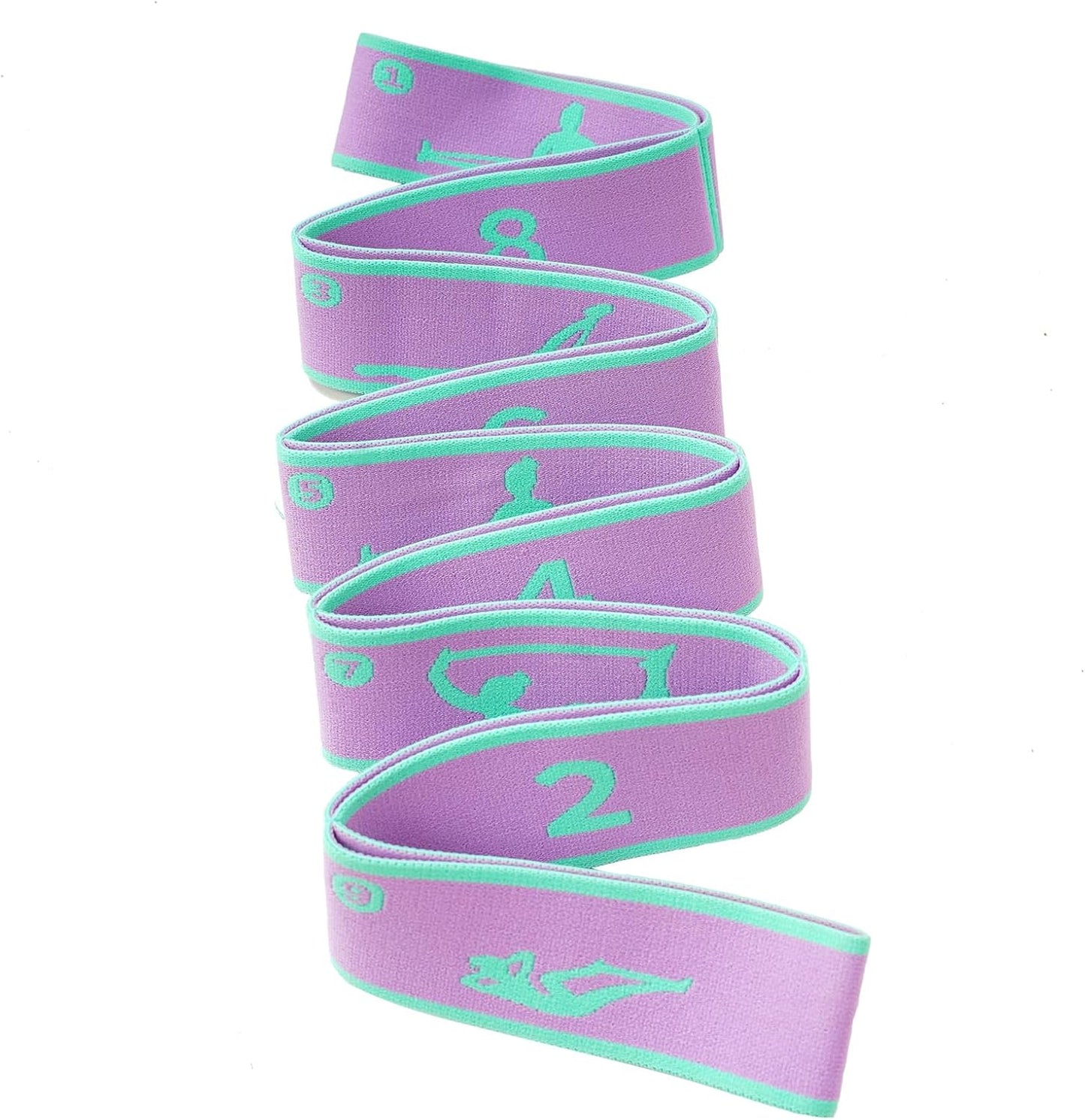 9 Loops Elastic Yoga Stretching Strap Pattern Guide, Resistance Stretch Band for Flexibility, Pilates, Dance, Gymnastics, Ballet, Physical Therapy, Leg & Body Stretching