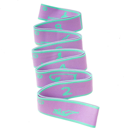 9 Loops Elastic Yoga Stretching Strap Pattern Guide, Resistance Stretch Band for Flexibility, Pilates, Dance, Gymnastics, Ballet, Physical Therapy, Leg & Body Stretching