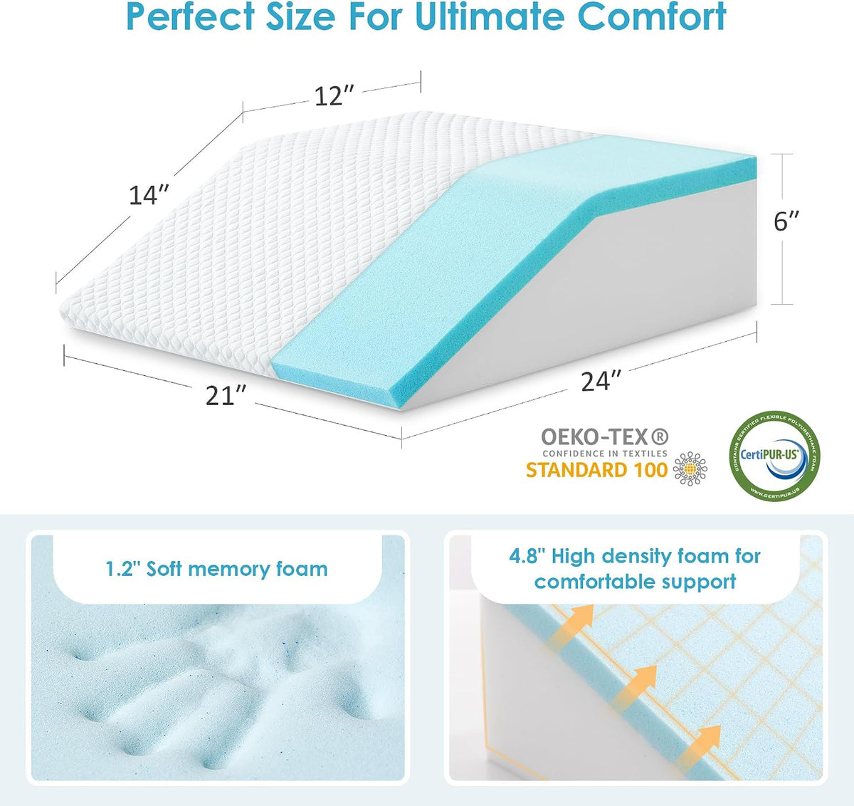 Cozymaker 10-inch Adjustable Leg Elevation Pillows for Swelling Pain Relief