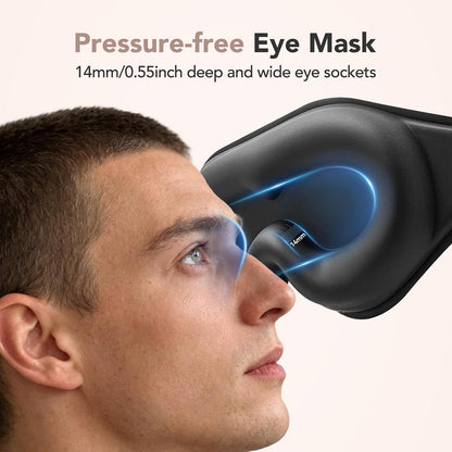 Sleep Mask for Side Sleepers, 100% Blackout 3D Contoured Eye Mask, Black | Zero Pressure Lash-Friendly, Adjustable Light Blocking Travel Mask for Men & Women