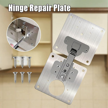 Cabinet Hinges Repair Plate,Stainless Steel Hinge Repair Brackets Kit,Kitchen Cupboard Door Hinge Repair Plate Kit Includes Fixing Screws,Protect Wooden Kitchen Cabinet Door,Furniture(2 PCS)…