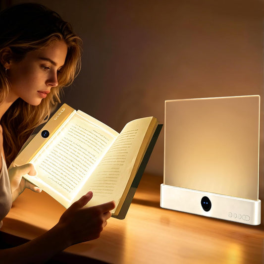 GJD 2-in-1 LED Book Light & Night Light, Rechargeable Flat Reading Light with 3 Color Modes Timer for Reading in Bed
